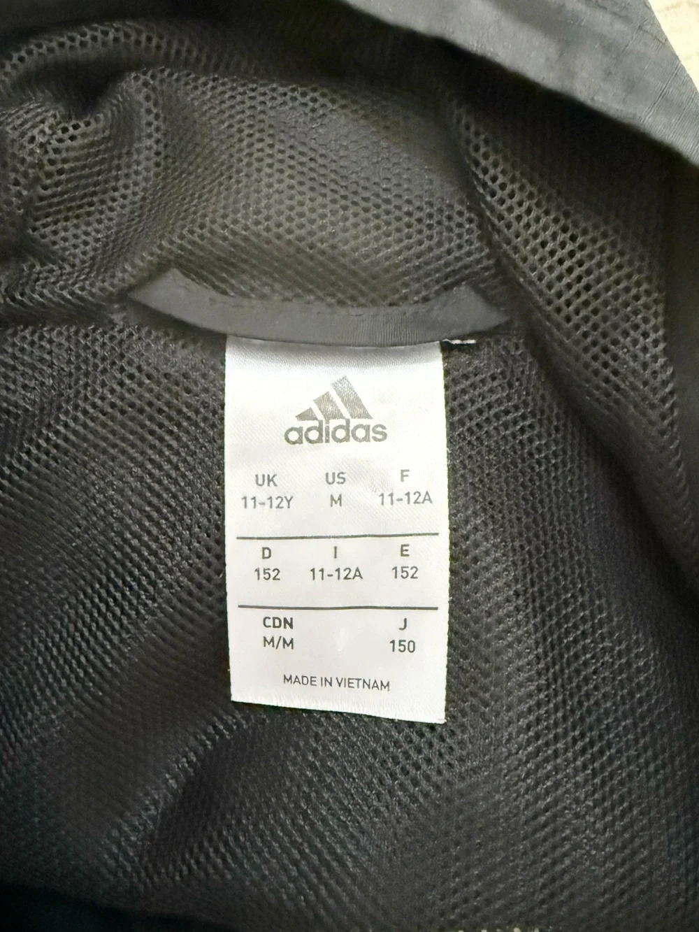 adidas boys Black and Charcoal Hooded Windbreaker